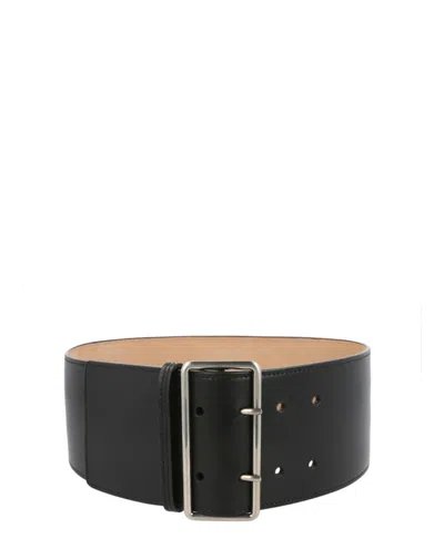Pre-owned Alexander Mcqueen Women's  Military Wide Belt In Black