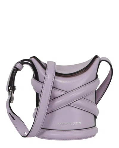 Pre-owned Alexander Mcqueen Women's  Mini Curve Leather Bucket Bag In Lilac