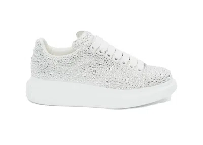 Pre-owned Alexander Mcqueen Women's  Oversized Crystal Sneakers In White