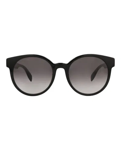 Pre-owned Alexander Mcqueen Women's  Roundframe Acetate Sunglasses In Black Black Grey (am0349sa/30012323/001)