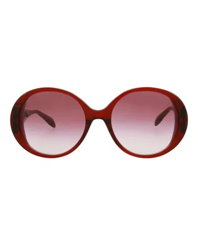 Pre-owned Alexander Mcqueen Women's  Roundframe Acetate Sunglasses In Burgundy Red (am0285s/30009390/005)
