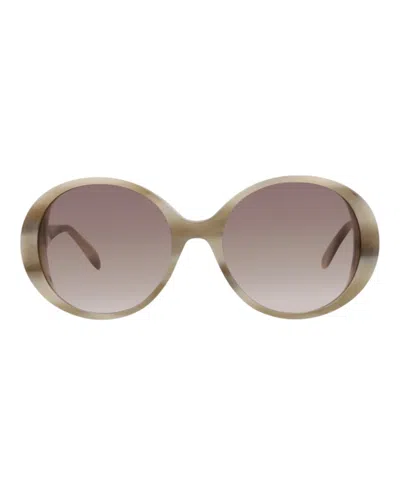 Pre-owned Alexander Mcqueen Women's  Roundframe Acetate Sunglasses In Ivory Ivory Brown (am0285s/30009390/004)