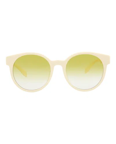 Pre-owned Alexander Mcqueen Women's  Roundframe Acetate Sunglasses In White White Yellow (am0349sa/30012323/004