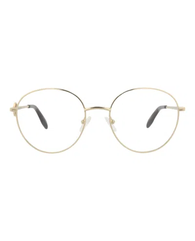 Pre-owned Alexander Mcqueen Women's  Roundframe Metal Optical Frames In Gold Gold Transparent (am0291o/30009427