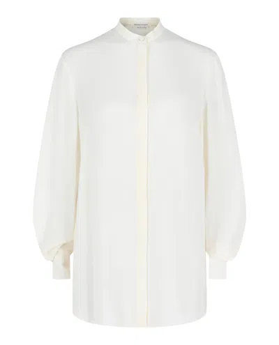 Pre-owned Alexander Mcqueen Women's  Sheer Georgette Blouse In Soft White