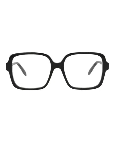Pre-owned Alexander Mcqueen Women's  Squareframe Acetate Optical Frames In Black Black Transparent (am0286o/300