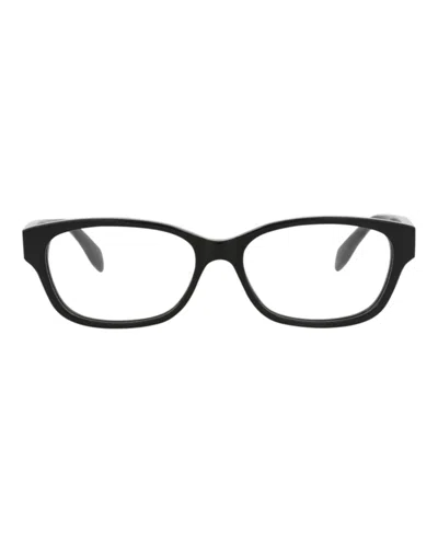 Pre-owned Alexander Mcqueen Women's  Squareframe Acetate Optical Frames In Black Black Transparent (am0344o/300