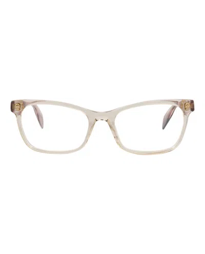 Pre-owned Alexander Mcqueen Women's  Squareframe Acetate Optical Frames In Pink Avana Transparent (am0149o/3000