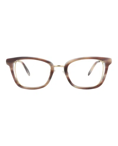 Pre-owned Alexander Mcqueen Women's  Squareframe Acetate Optical Frames In Pink Gold Transparent (am0225o/30008