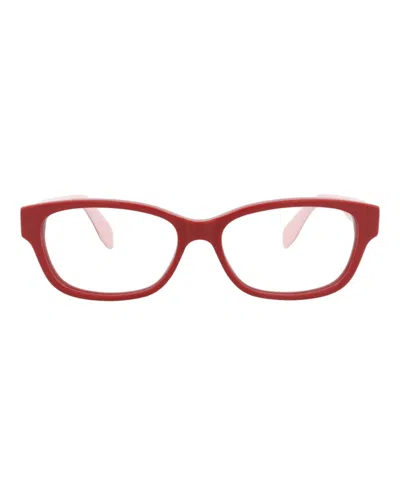 Pre-owned Alexander Mcqueen Women's  Squareframe Acetate Optical Frames In Red Red Transparent (am0344o/3001149