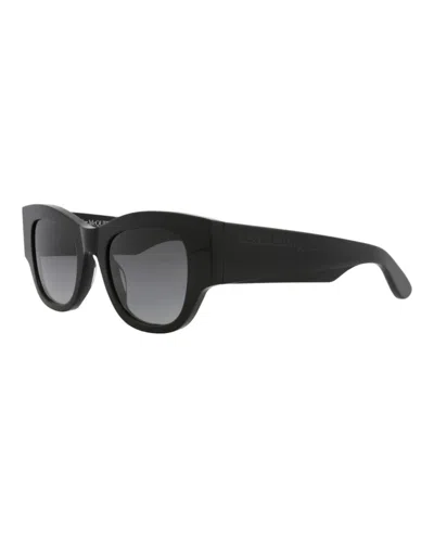 Pre-owned Alexander Mcqueen Women's  Squareframe Recycled Acetate Sunglasses In Black Black Grey (am0420s/30014