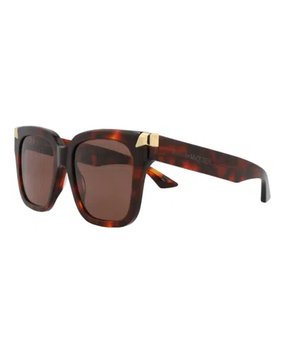 Pre-owned Alexander Mcqueen Women's  Squareframe Recycled Acetate Sunglasses In Havana Havana Brown (am0440s/30