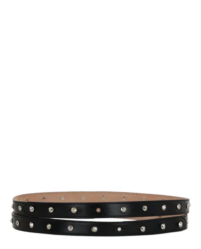 Pre-owned Alexander Mcqueen Women's  Studded Double Belt In Black