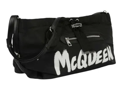 Pre-owned Alexander Mcqueen Women's  The Bundle Graffiti Bag In Black/white