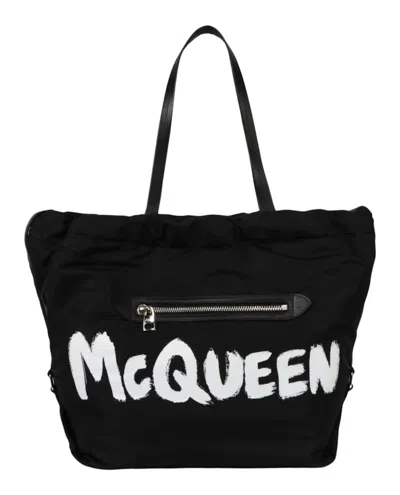 Pre-owned Alexander Mcqueen Women's  The Bundle Large Shoulder Bag In Black/white