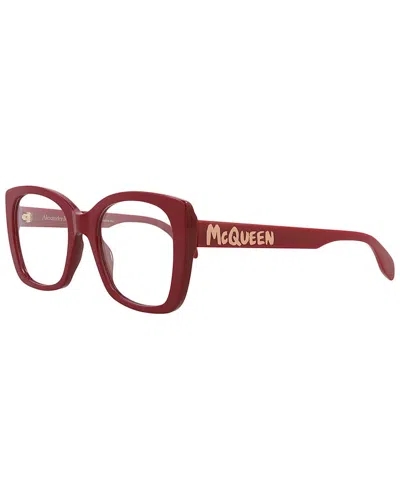 Alexander Mcqueen Women's Am0351o 52mm Optical Frames In Red