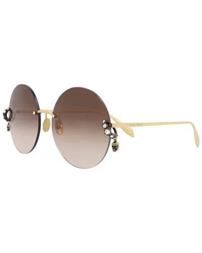 Alexander Mcqueen Women's Am0418s 62mm Sunglasses In Gold