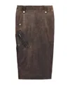 Alexander Mcqueen Antiqued Leather Pencil Skirt In Dark Brown