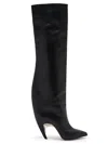 ALEXANDER MCQUEEN WOMEN'S ARMADILLO 105MM LEATHER THIGH-HIGH BOOTS