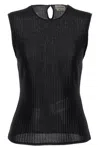 Alexander Mcqueen Metallic-threading Knitted Tank Top In Black
