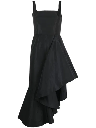 Alexander Mcqueen Women's Asymmetric Flared Midi Dress In Black
