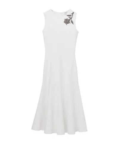 Alexander Mcqueen Women's Banshee Embroidery Knitted Dress In Optical In Optical White