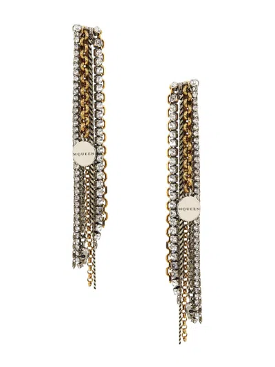 Alexander Mcqueen Women's Banshee Two-tone & Crystal Chain Earrings In Multi