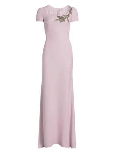 Alexander Mcqueen Women's Beaded Floral Crêpe Gown In White