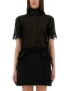 Alexander Mcqueen Black Knitted Cobweb Lace Top In Black