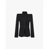 Alexander Mcqueen Womens Black Cavalry Padded-pointed-shoulders Slim-fit Wool Blazer In Black