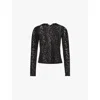 Alexander Mcqueen Womens Black Cut Sew Animal-print Woven-blend Top In Black