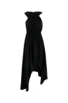 Alexander Mcqueen Asymmetric Organic Black Denim 12oz Dress In Black