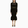 Alexander Mcqueen Women's Black Knitted Midi Dress In Black
