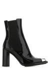 Alexander Mcqueen Women Black Leather Ankle Boots In Black