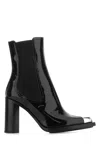 Alexander Mcqueen Patent Leather Chunky Heel Boot In Black