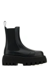 Alexander Mcqueen Black Glossy Leather Ankle Boots With Tank Sole In Black