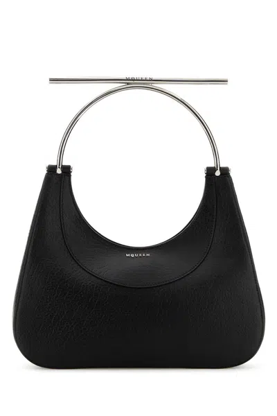 ALEXANDER MCQUEEN ALEXANDER MCQUEEN WOMEN BLACK LEATHER CROSS-BAR HANDBAG