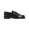 Alexander Mcqueen Brushed Leather Loafers Metal Embellishment In Black