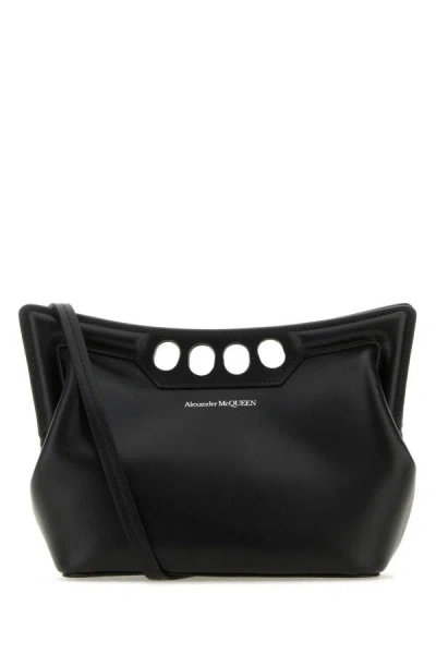 ALEXANDER MCQUEEN ALEXANDER MCQUEEN WOMEN BLACK LEATHER MINI PEAK CROSSBODY BAG