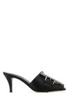 Alexander Mcqueen Leather Mules With Kitten Heel And Metal Embellishment In Black