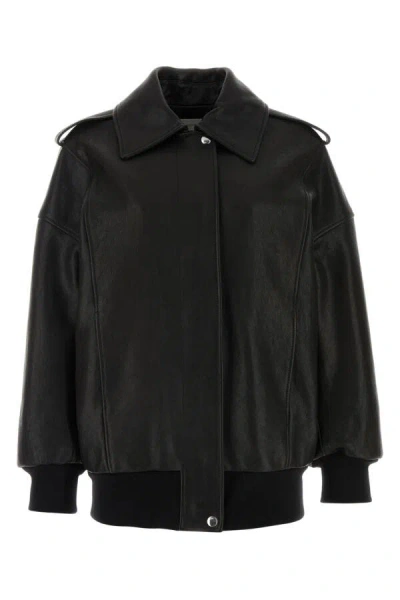 ALEXANDER MCQUEEN ALEXANDER MCQUEEN WOMEN BLACK LEATHER OVERSIZE JACKET