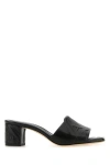Alexander Mcqueen Black Slip-on Sandals With Embossed Logo In Padded Leather Woman In Black