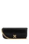 Alexander Mcqueen Women Black Leather Skull Flower Crossbody Bag In Black