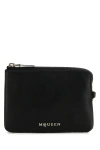 Alexander Mcqueen Women Black Leather Sling Card Holder In Black