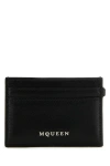 Alexander Mcqueen Women Black Leather Sling Card Holder In Black