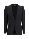 Alexander Mcqueen Tailored Jacket With Notched Lapels And Padded Shoulders In Black