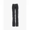 Alexander Mcqueen Mcqueen Asymmetric Closure Black Denim Jeans In Black Stonewashed