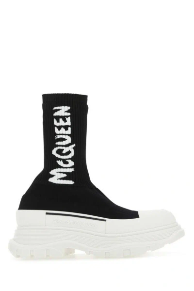 ALEXANDER MCQUEEN ALEXANDER MCQUEEN WOMEN BLACK STRETCH NYLON TREAD SLICK SNEAKERS