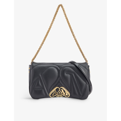 Alexander Mcqueen Women's Black The Seal Small Leather Shoulder Bag