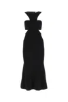 Alexander Mcqueen Black Slashed Harness Midi Dress In Black